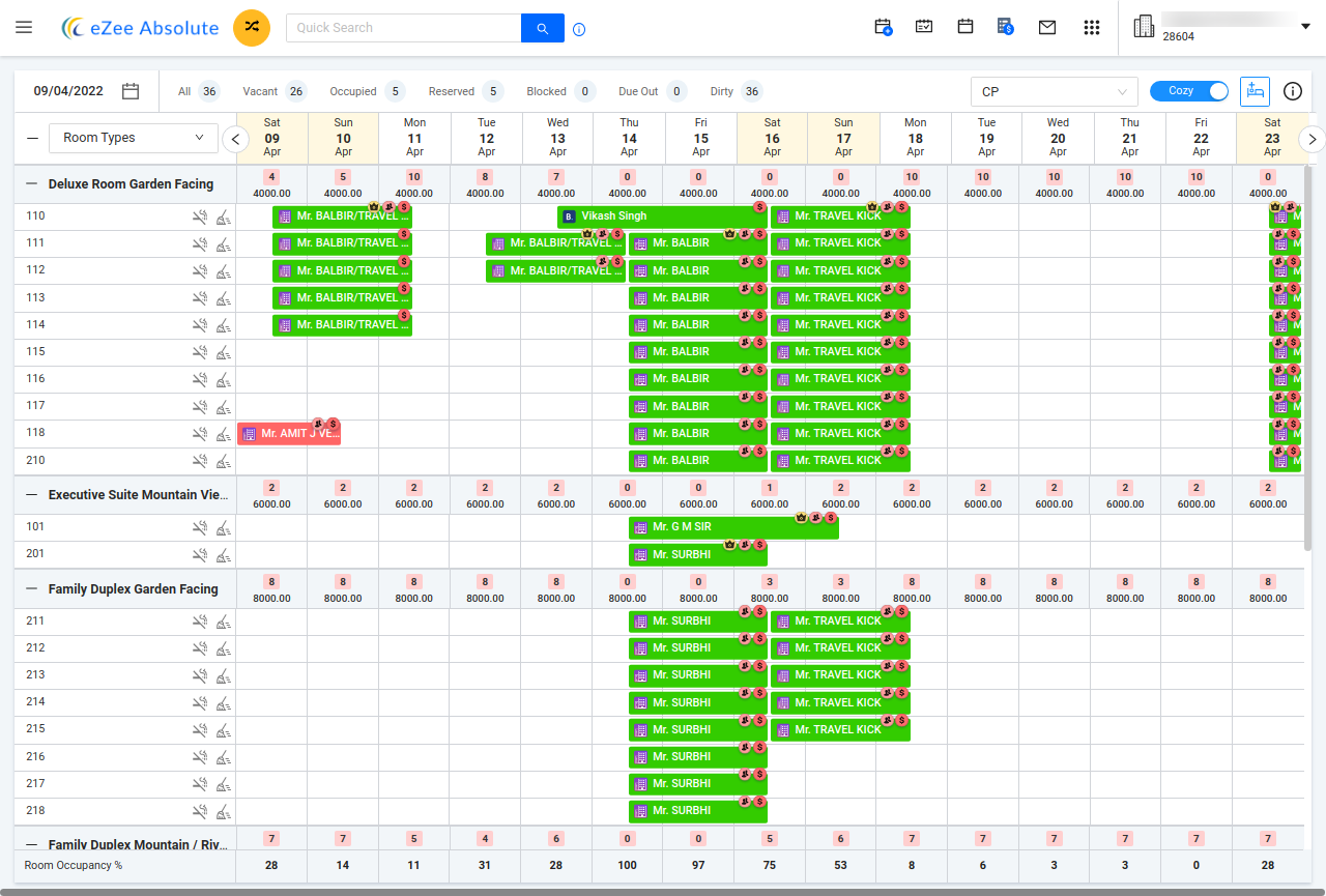 screenshot of eZee Absolute